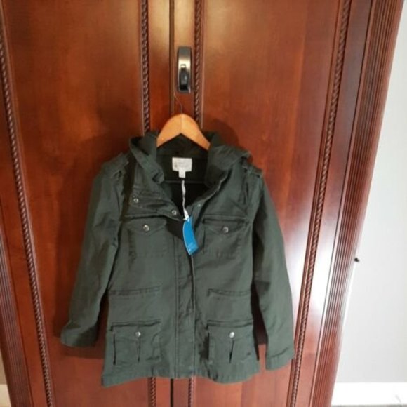 Jackets & Blazers - Market & Spruce Women's Size XS Olive Green Utility Jacket W/ Hoodie Full-Zip